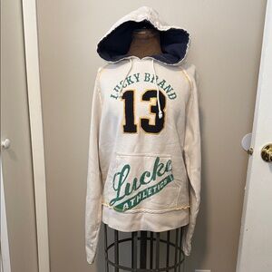 Lucky Brand Cream Hoodie with Green and Black Details